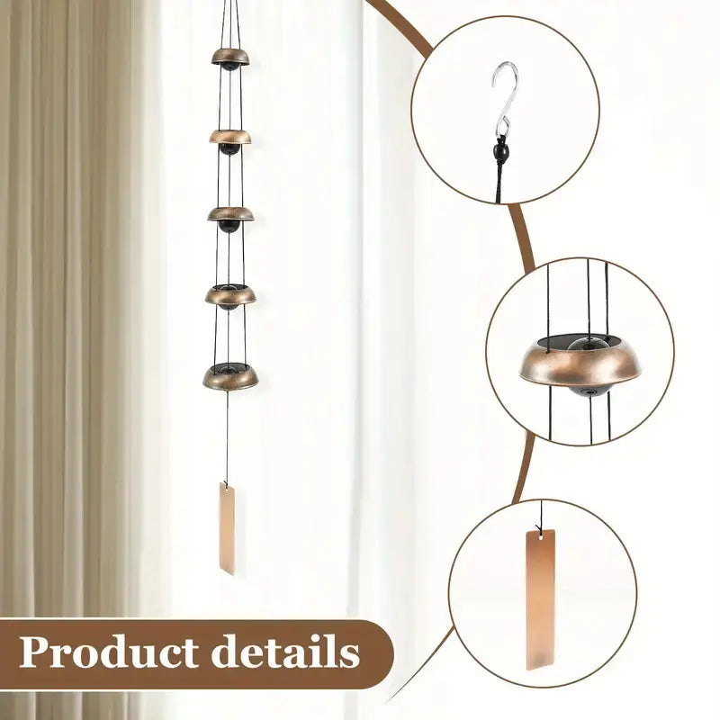 Metal Pagoda Wind Chimes - Copper Feng Shui Japanese-Style Hanging Bells, Outdoor Landscaping Decor for Garden, Patio,  memorial wind chime Gift
