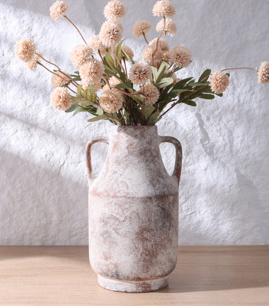 Ivydale Ceramic Handle Flower Vase, 11 in Tall Rustic Farmhouse Standing Vase - Home Decor Aesthetic House Decor for Living Room Decorations, Table Centerpieces