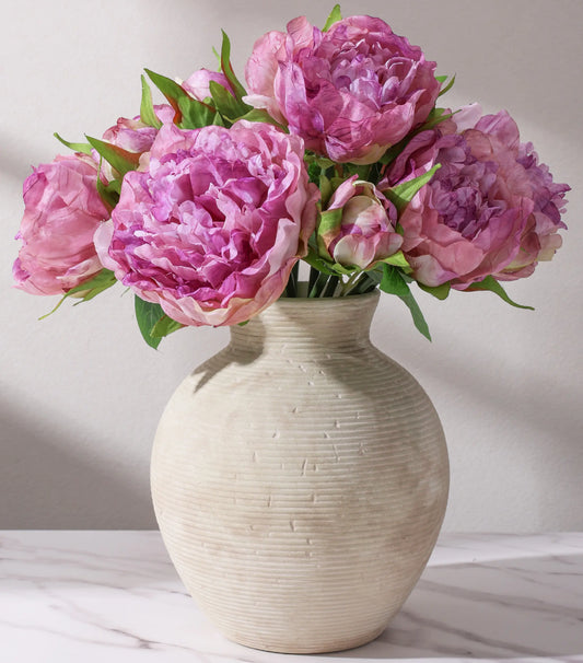 Ivydale Ceramic Flower Vase - 7.4 in Waterproof Farmhouse Rustic Vintage Pottery Vase, Living Room Decor Centerpiece for Flowers Plants, Home Decor Gift for Table Shelf Office Desk