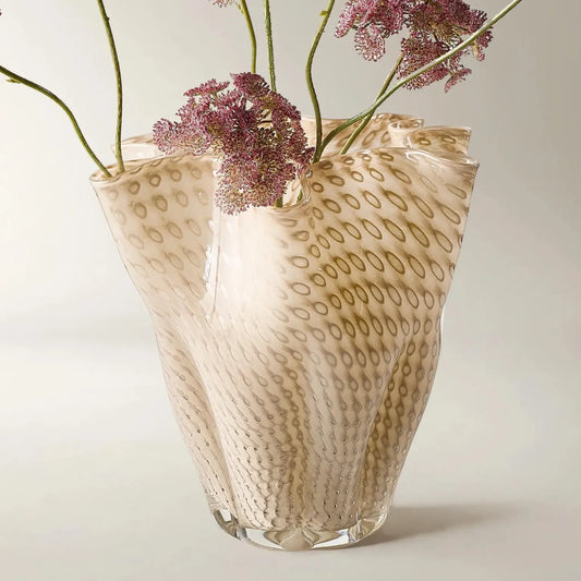 Z Gallerie Elle Tawny Glass Vase - Handblown Decorative Vase with Organic Sculptural Design, Modern Centerpiece for Living Room, Dining Table & Luxury Home Decor