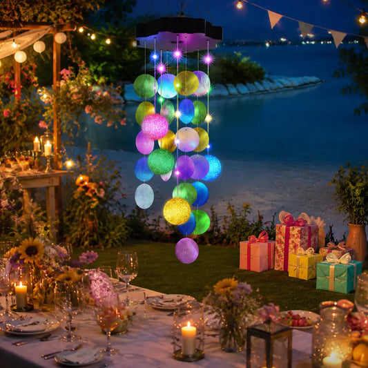 TOODOUR Colorful Solar Outdoor Shell Wind Chime Hanging Light - Waterproof Durable Garden Decor, Solar LED Patio LED Lights, Ambient Lighting, Water Resistant Mom Gift, Camping Essentials Landscape Lamp for Porch Parties Meditation