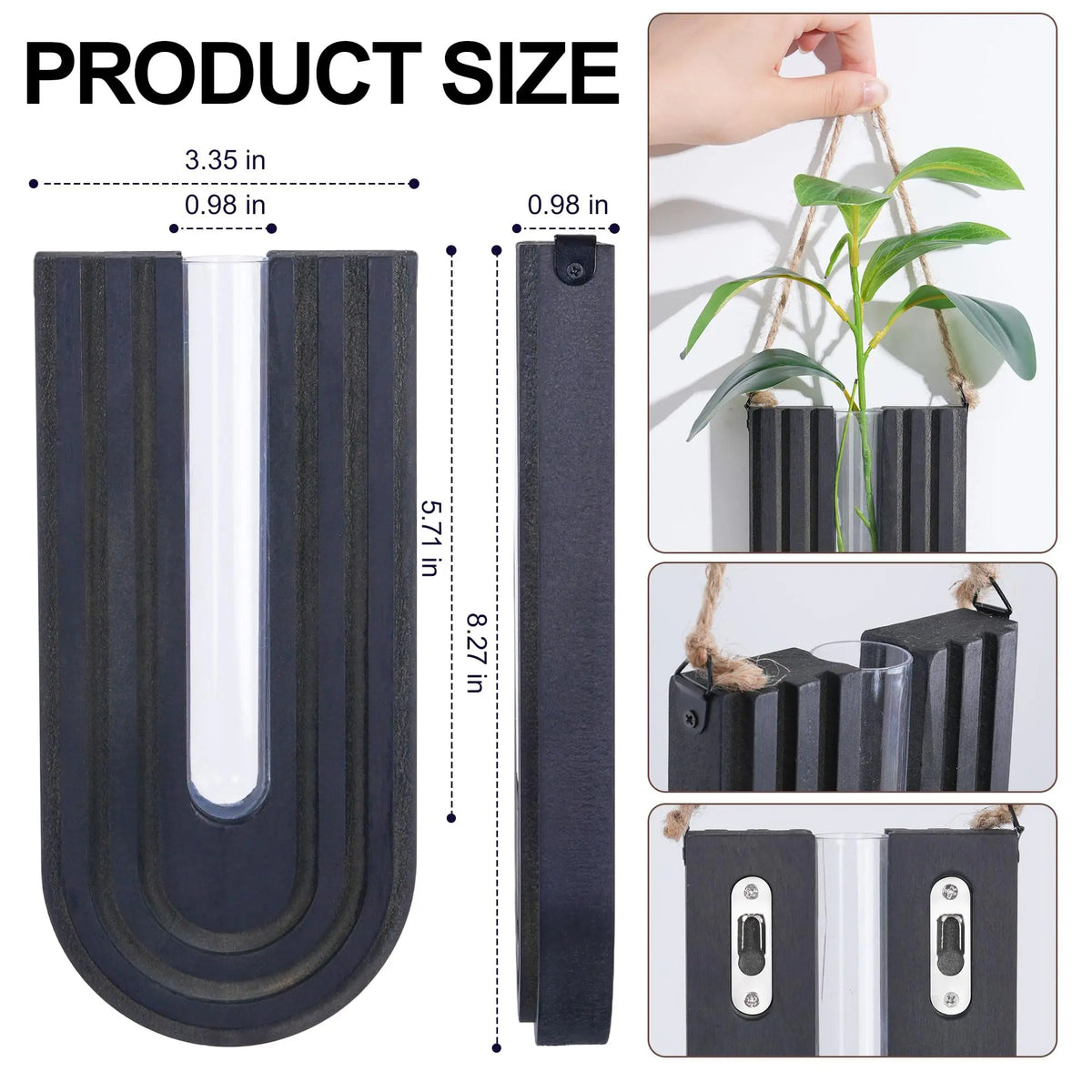 Ivydale 3-Piece Wooden Wall Vase Set, Lightweight Mesh Propagation Hanging Planters for Indoor Plants, Wall-Mounted Boho Modern Farmhouse Decoration for Entryway, Living Room, Living Room Decor, Entryway Decor