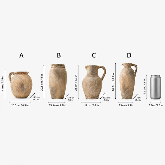 Vintage French Style Rustic Ceramic Vase, Vase for Flowers, Flower Holder Without Holes, Decorative Bottle for Home Decoration, Indoor Scene Arrangement