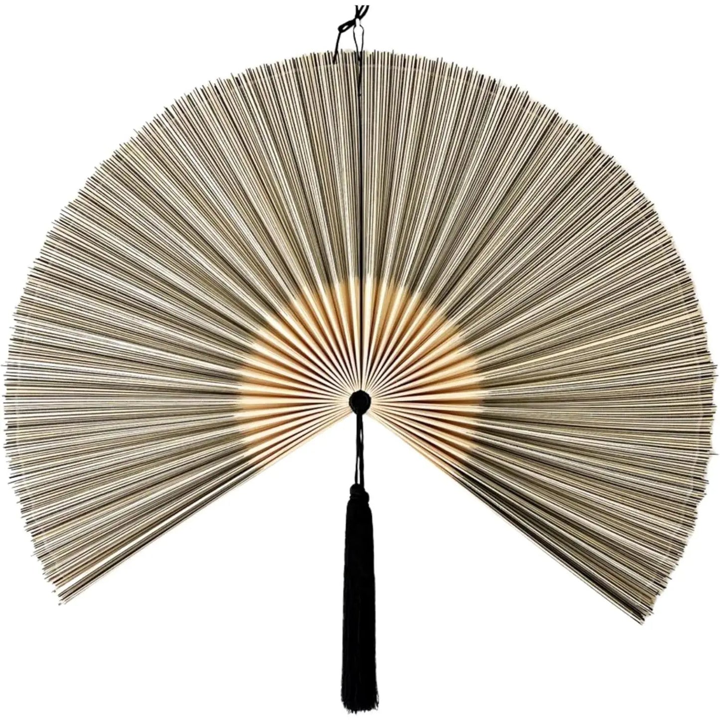 40-in Red Brown Bamboo Wall Fan - Japanese Hangable Unique Decor, Large Oriental Indoor Furniture Hanging Accent for Above Bed Headboard, Dresser